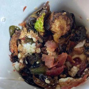 DELICIOUS BRUSSELS with balsamic, bacon, and cheese