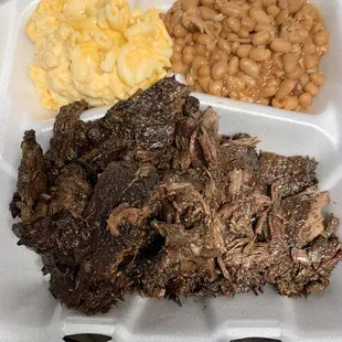 Brisket, Mac n cheese, baked beans