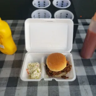 My meal... pulled pork sandwich with slaw on the side