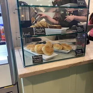 a display of baked goods