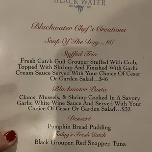 Specials menu