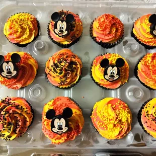 Strawberry Cupcakes Mickey Mouse Themed With Homemade Buttercream Frosting and Sprinkles