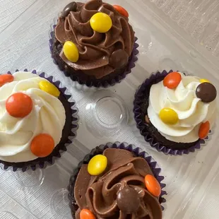 Reese Pieces Chocolate cupcakes