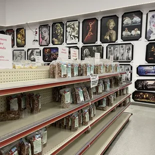 shelves of chocolate and candy