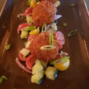 Crab cakes.