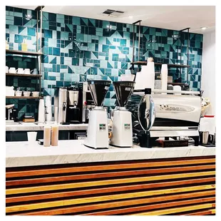 a coffee machine on the counter