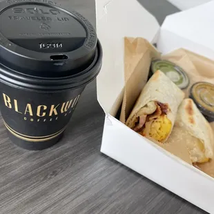 Vanilla Bean Latte ($5.50) and Breakfast Burrito ($12.50)