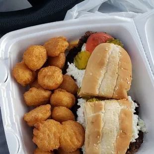 Corn nuggets and Lotta burger