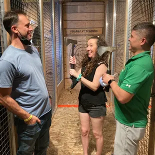 We didn't actually mean to look like axe murderers  (hubs turned on me, and I turned on our buddy, but it does look differently)