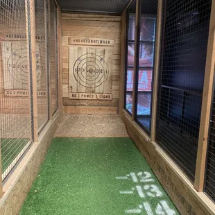 an indoor putting green