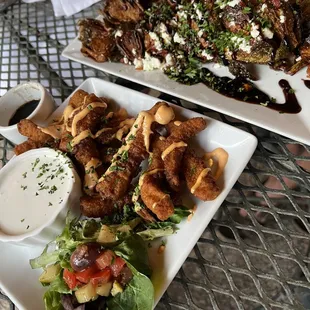 Deep Fried Calamari, Roasted Brussels Sprouts