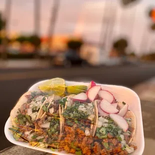 a person holding a plate of food