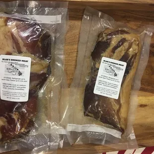 two packages of smoked meat
