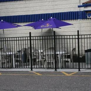 tables and umbrellas