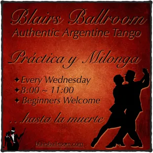 Argentine Tango, Every Wednesday, 8:00-11:00