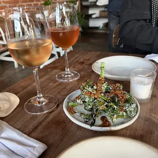 Broccolini and wine