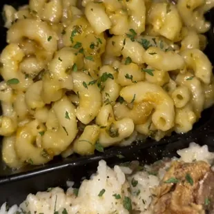 Pork chops, rice &amp; gravy , Mac &amp; cheese