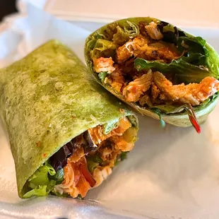 Buffalo Chicken on Spinach Wrap