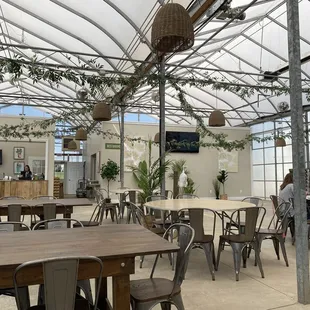 the outdoor dining area