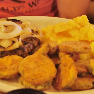 Smothered Steak with zucchini and au gratin potatos