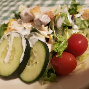 House salad with ranch...meh tasted fresh outta the bag grocery store kind.