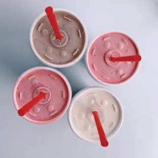 three cups of ice cream