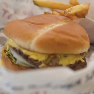 a burger and french fries