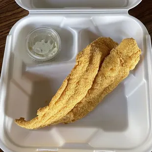Cornmeal breaded catifish.