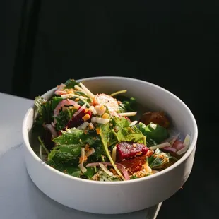 Beet salad with gruyere and local greens