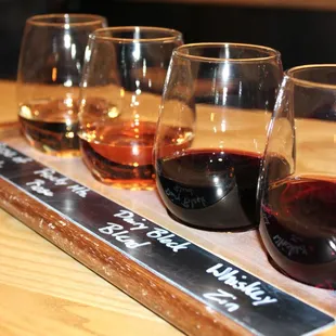 Our wine flight consisted of the Rose of Grenache, the Rocky Mountain Rose, the Dairy Block Red Blend and the Whiskey Zin.