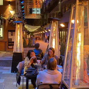 Outdoor fire warmers on the patio