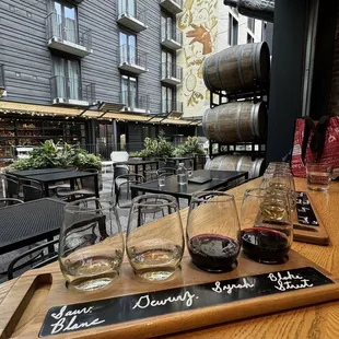 Custom wine flight!   Sauvignon  blanc Gewürztraminer Syrah  Blake street blend