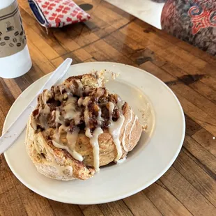 Mom had the maple bacon cinnamon roll. I had a boring chocolate croissant. It was great, but the maple bacon cinnamon roll stole the show.