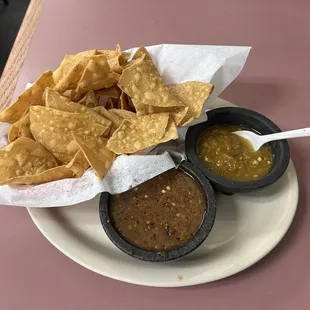A fresh batch of chips and salsas $3.99