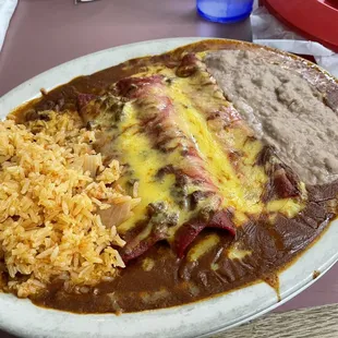 Three enchilada  plate
