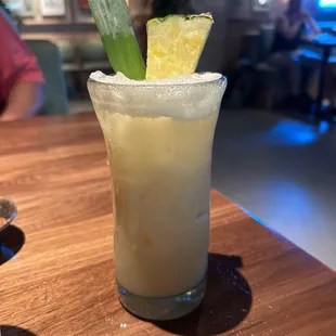 Pina colada with dark rum. YUM!