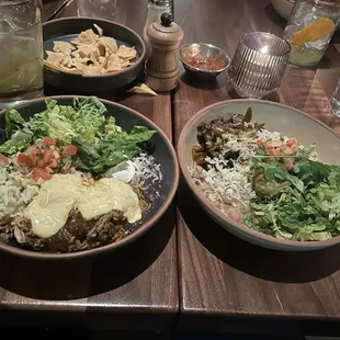 Chicken burrito bowl and steak burrito bowl