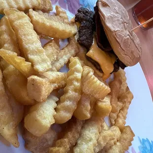 Kids cheese burger with bacon