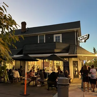 a group of people outside