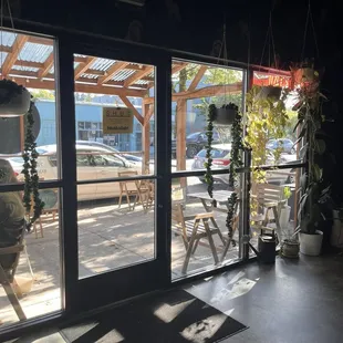 Really nice outdoor eating area lots of sunlight coming into the restaurant because the entire wall is windows