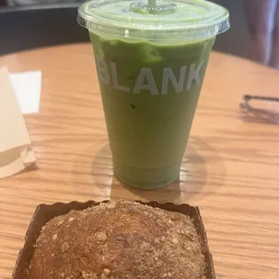 Matcha Latte and banana bread