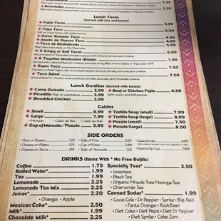 menu