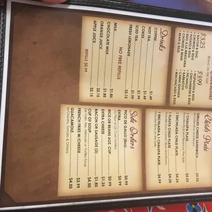 Lunch menu