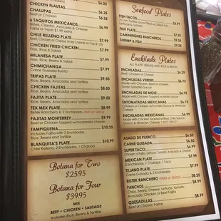 Lunch menu