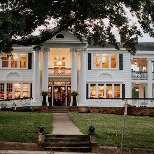Street view of the Historic Blanton House Restaurant &amp; Venue. Offers fine dining and an exquisite event space.