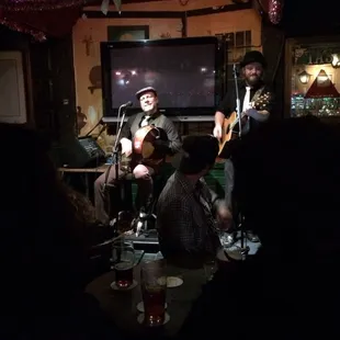 John Kelly on the bodhran, The Barmen, at the Blarney Stone, a hopping spot! (-;