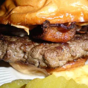 Peanut butter hamburger, close-up.