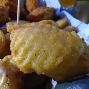 Fried pickles, close-up.