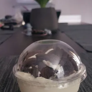 Oreo Avalanche... Creamy vanilla mouse topped with crushed double stuff oreos!!! YUM!!!!!