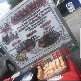 a menu for a hot dog